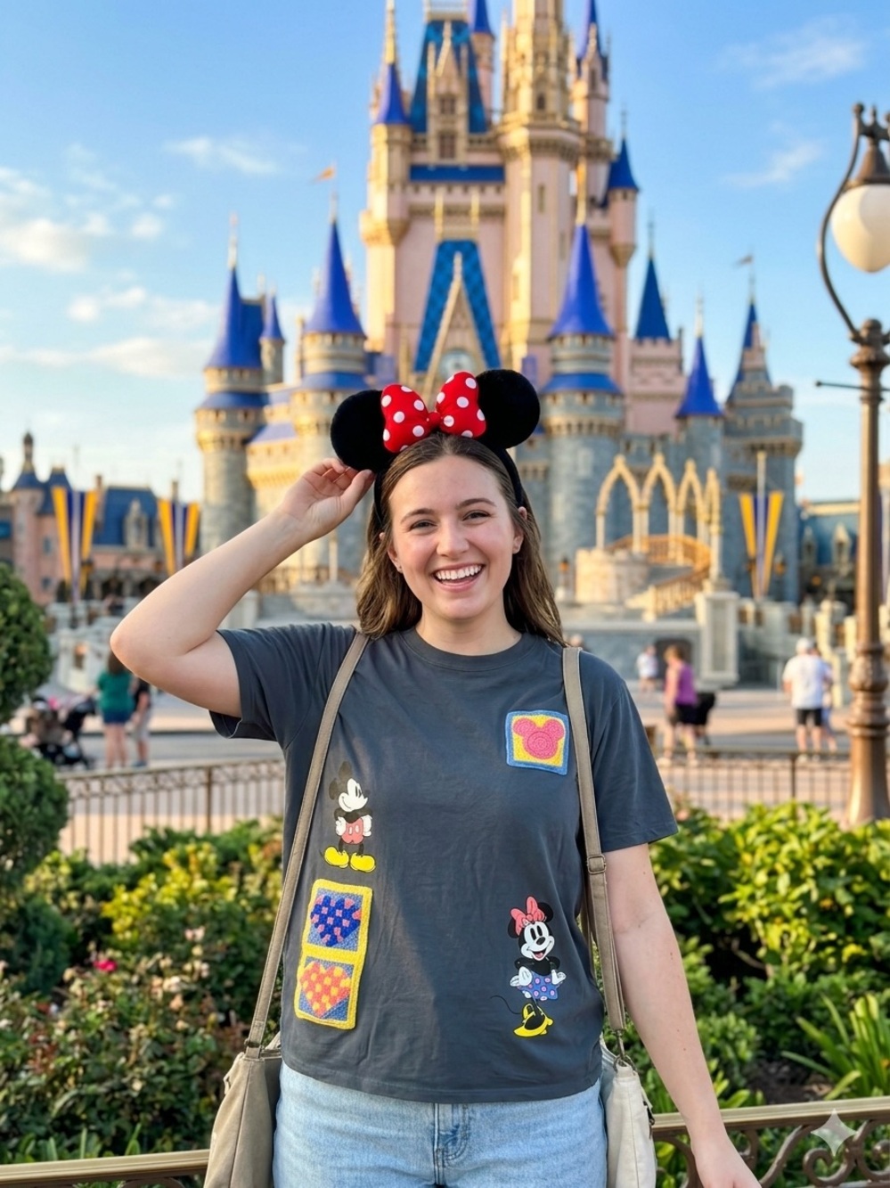 Disney Crochet Mickey & Minnie Graphic Tee - Charcoal